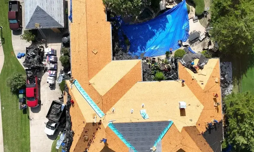 Professional Storm Damage Roof Repair being performed in Marina